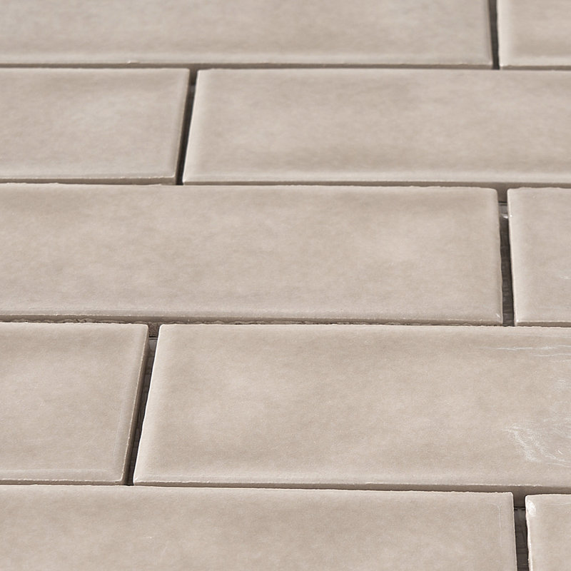 2" x 6" Porcelain Brick Joint Mosaic Wall & Floor Tile, Taupe