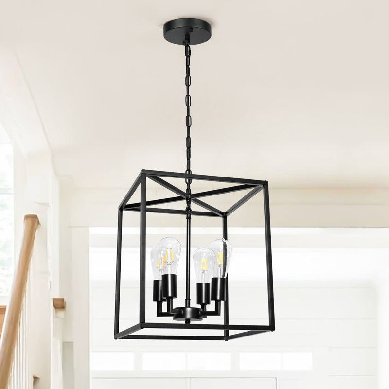 4-Light Adjustable Farmhouse Lantern Chandelier