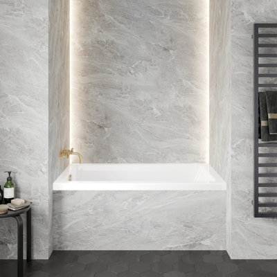 Baignoire d'angle Voltaire 54 x 30 avec bonde à gauche, blanc brillant