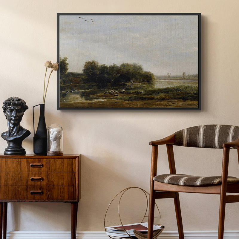 "Vintage Landscape - MLxxi" sur toile, Toile avec cadre flottant noir, H 25 po x l 37 po x P 2 po