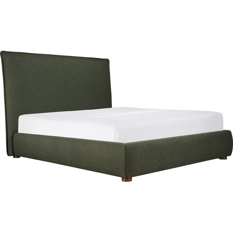 Timothy Upholstered Low Profile Platform Bed, King, 54, Dark Green Basketweave
