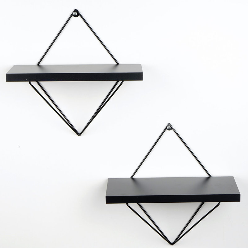 Yariah 2 Piece Diamond Bracket Shelf, 4.65" H x 4.65" W x 2.17" D, Black