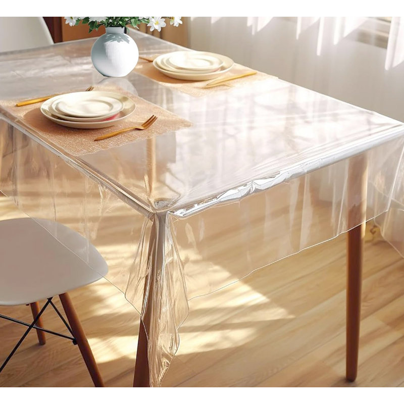 Clear Plastic Vinyl Pvc Fabric Table Cover Protectorfor Dining Room Table, 54" x 720"