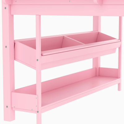 Lit mezzanine bas en bois avec unités de rangement abondantes, bureau et tableau noir, aucun sommier nécessaire