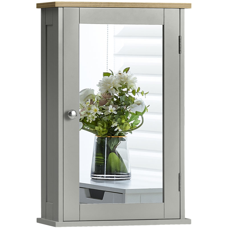 34cm x 53cm Surface Mount Mirror Cabinet, Grey