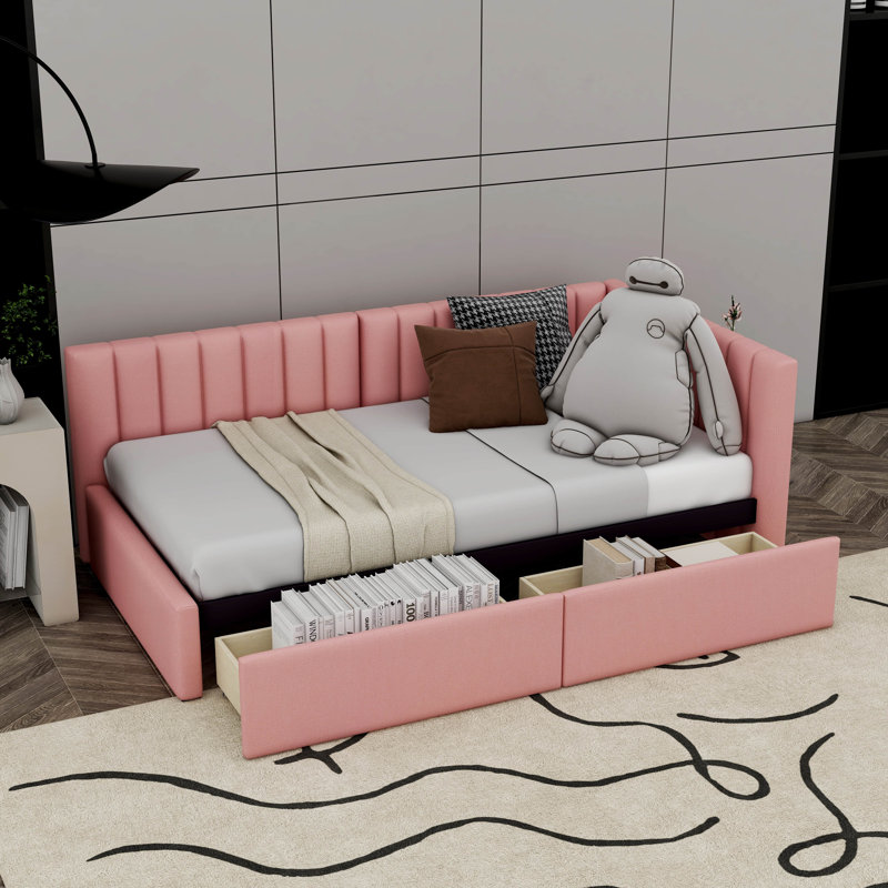 Mauda Upholstered Platform Storage Bed, Pink