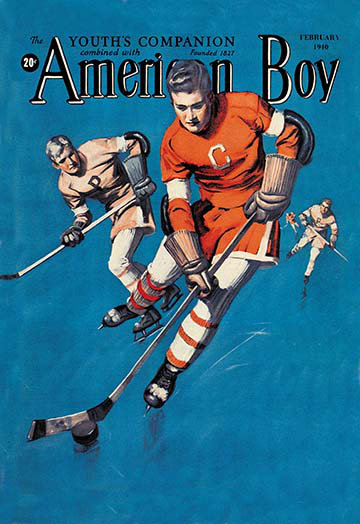 Affiche rétro pour table de hockey american garçon, H 66 po x l 44 po x P 1,5 po
