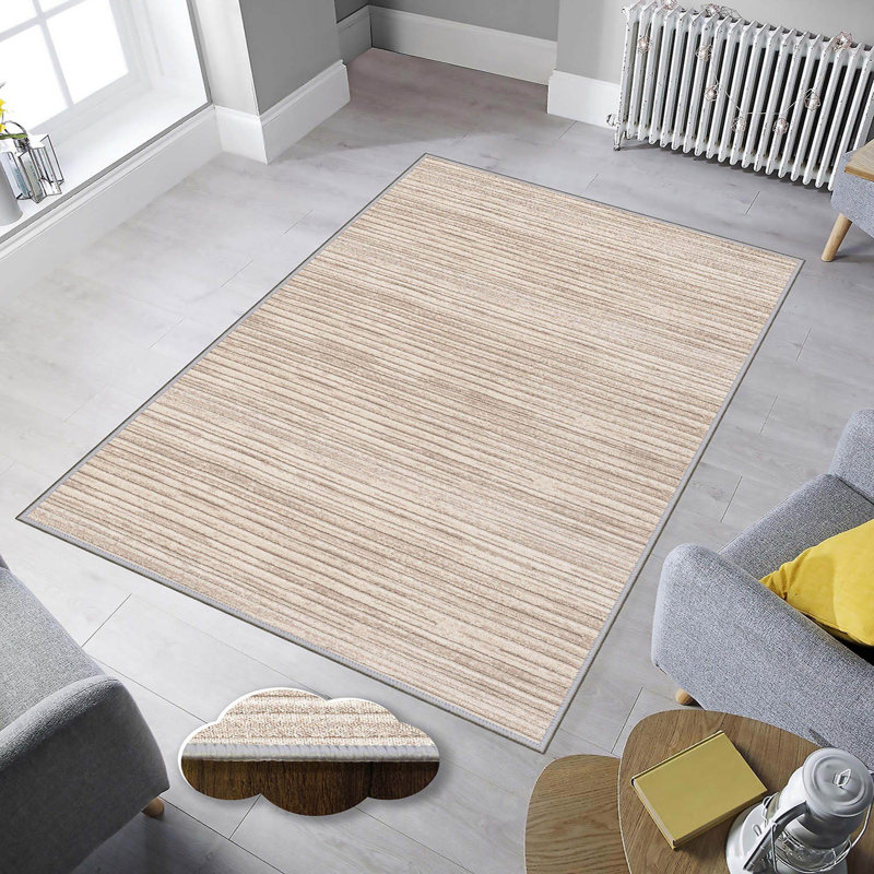 Stylish Woven Carpet, 4 x 6 Feet, 100% Polyester | Antibacterial, 3D Digital Printing, Non-Slip PVC Felt Dot Underside | Machine Washable, 0.4 in Pile Height, Perfect for Living Room & Bedroom Decor