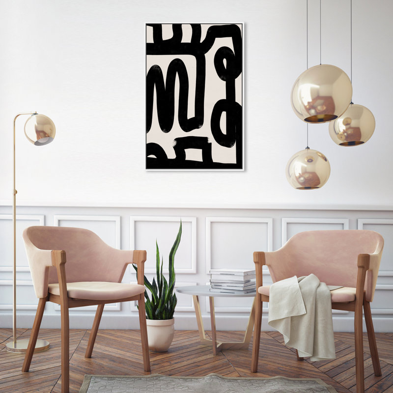 Bold Brush Stroke Lines And Swirls Print by Oliver Gal, 31" H x 21" W, White Floater Framed