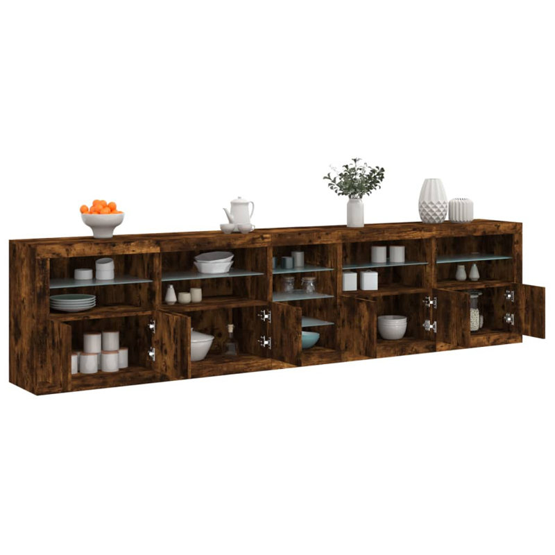 Mashari 283cm Sideboard, Smoked Oak