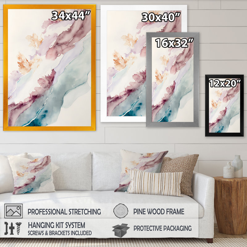 «Sudden Solitude In Elevated Blush II», reproduction sur toile, Impression noire sur toile encadrée
