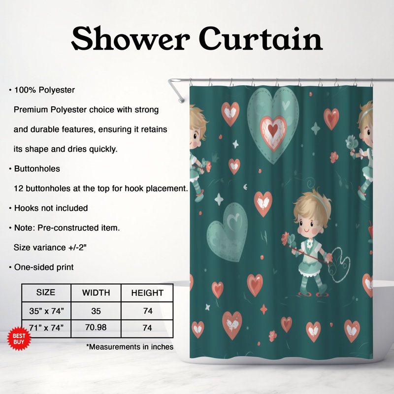 Love Guardian - Rideau de douche Premium, H 74 po x l 71 po