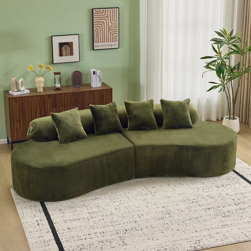 Canapé modulaire incurvé contemporain et épuré, une solution de loisirs multi-personnes pour le salon avec une surface douce et agréable pour la peau