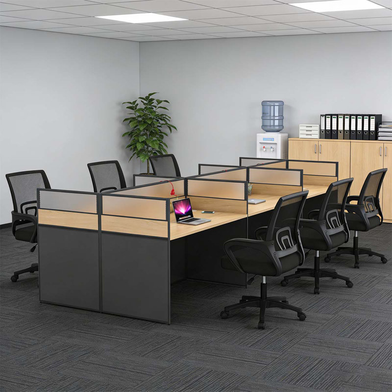 Rectangle 6 Person Benching Workstation with Cable,Cubicle Desk