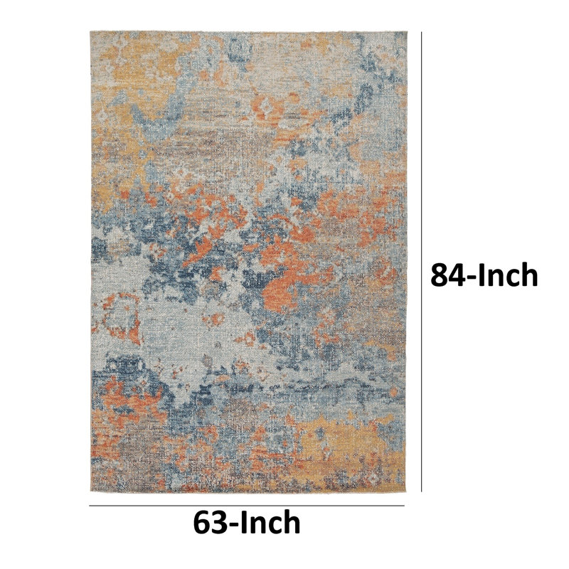 Tapis Allen, intérieur extérieur, polyester abstrait multicolore brillant, Rectangle 5 pi 3 po x 7 pi