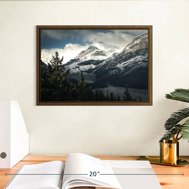 Mountain Top, 13" X 9", Floating Frame Walnut
