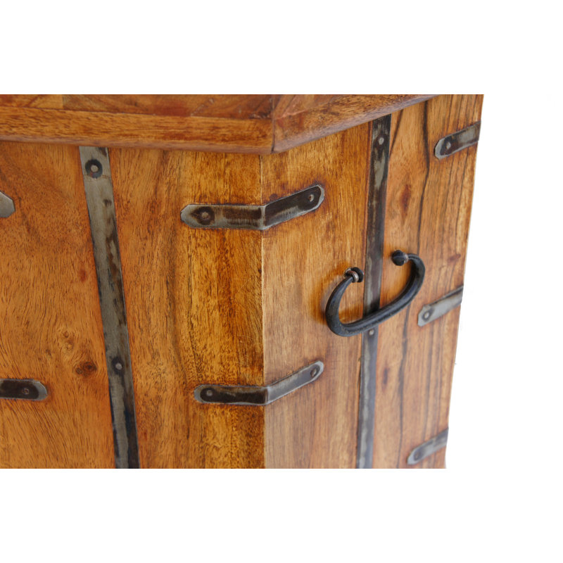 Themis Solid Wood Drum End Table