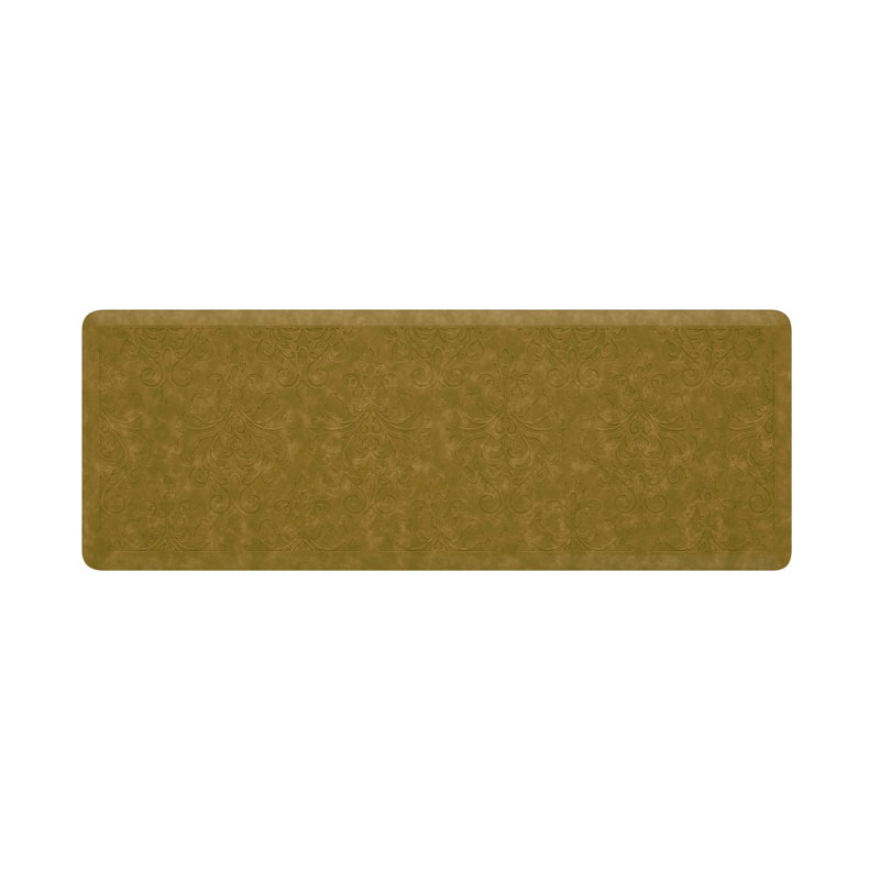Gray Faux Leather Anti-Fatigue Kitchen Mat 17.5" x 48"