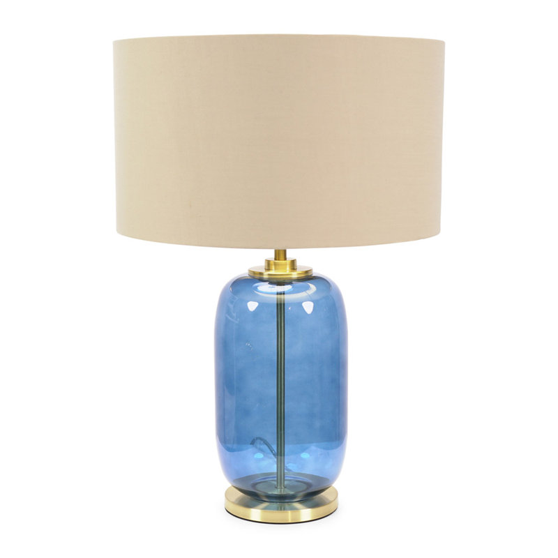 Anea Glass Table Lamp, Blue, Beige