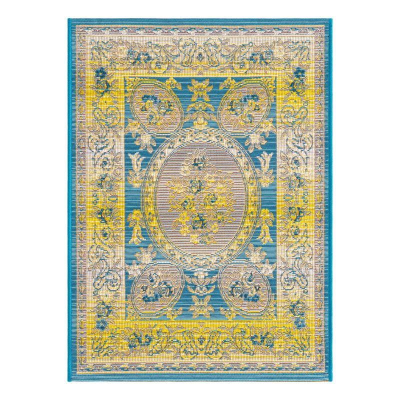 Blue Cahuita Indoor/Outdoor Traditional Rug, Rectangle 2' x 3'