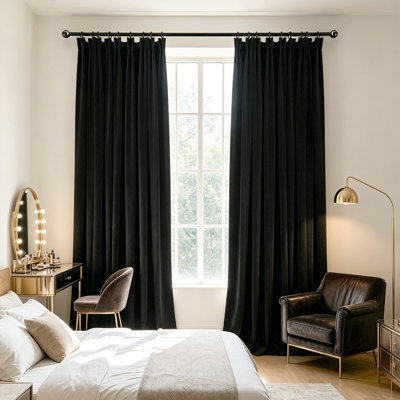  Velvet Pinch Pleat Blackout Curtains 2 Panels, Multi-Colour & Multi-Size Options