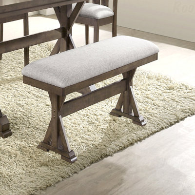 1-Piece Rustic Dining Bench - Rich Wood Finish Wooden Frame, Upholstered Seat