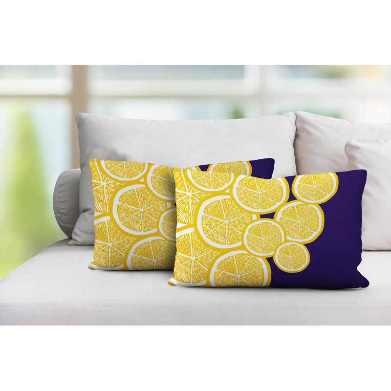 Coussin lombaire intérieur / extérieur jaune citron, Mauve