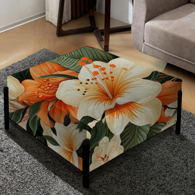 Papaya Dreams Tropical Motif III - Grand repose-pieds carré tropical