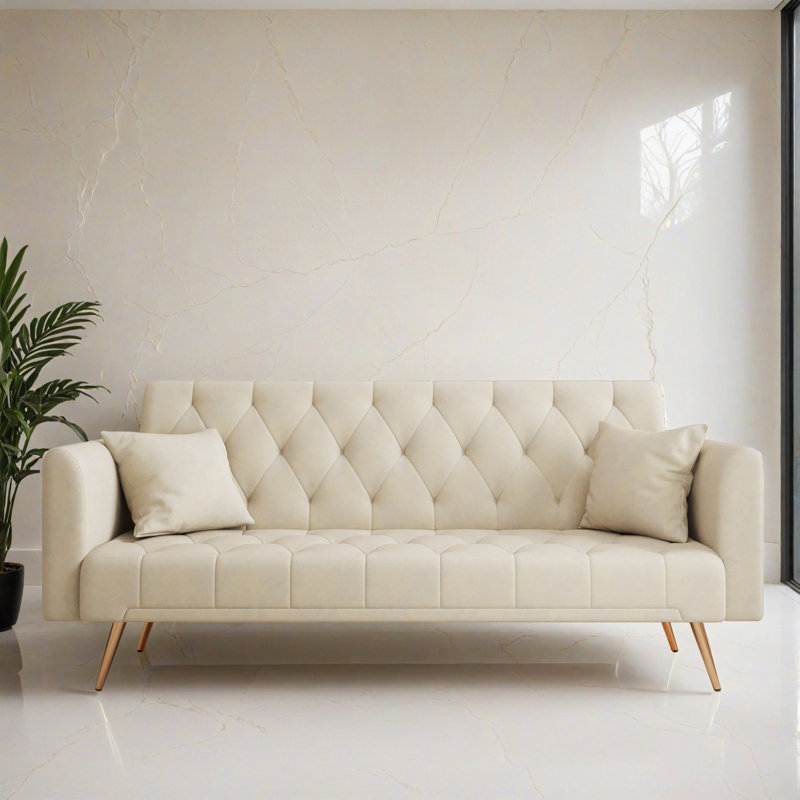Canapé-lit inclinable convertible de 71 po de largeur, Beige