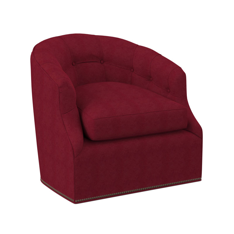 Chaise pivotante Calvert, Mélange de polyester rouge à lèvres Margaret, Laiton délavé petit