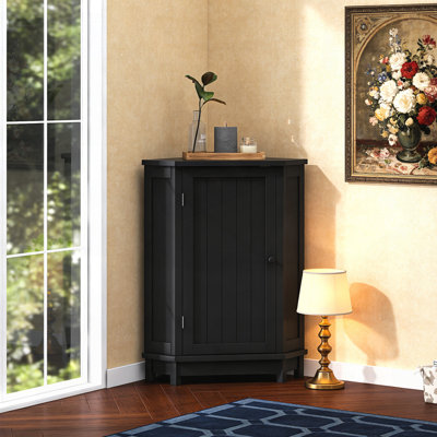 Rangement de coin triangulaire pour armoire de salle de bain avec tablettes réglables, conception moderne en panneau de fibres à densité moyenne