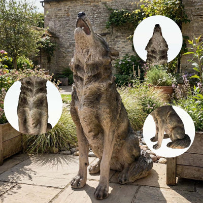 Statue de loup-garou détaillée, ornement intérieur et extérieur en résine 29,72 H x 17,91 L, artisanat unique pour la maison et le jardin