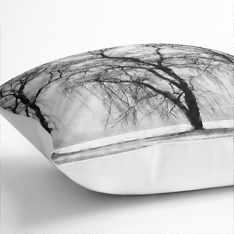 Three Trees at Winter Scatter Cushion with Filling, White, 55cm H x 55cm W x 20cm D