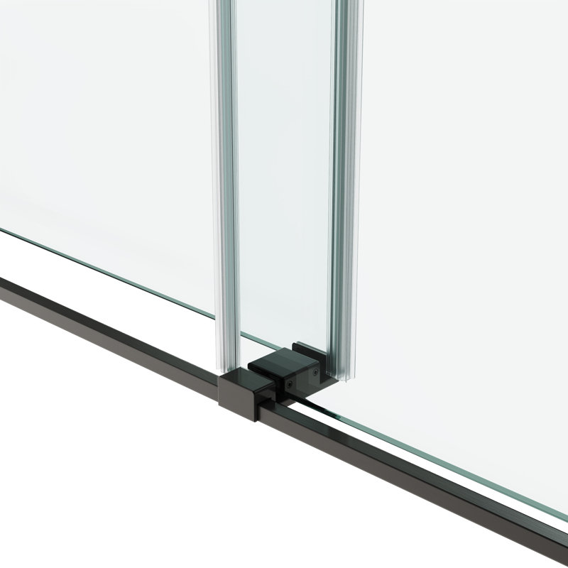 Porte de douche coulissante double de 66 po L x 66 po H, Matte Black