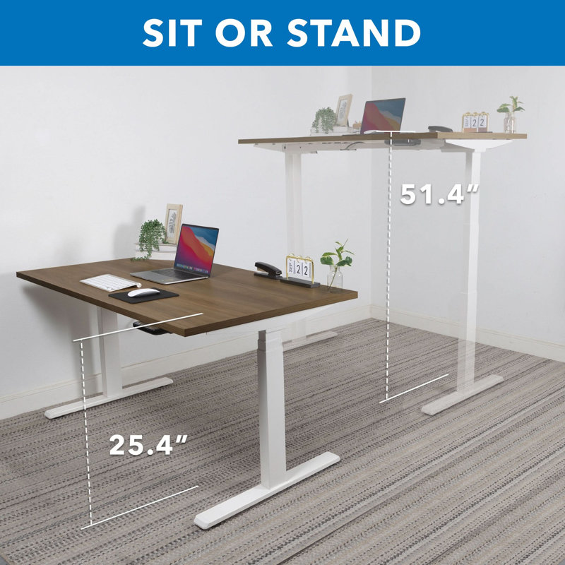 Ultimate Dual Motor Electric Standing Desk With Tabletop -, 51.40" H x 55" W x 29" D, Adrift/White