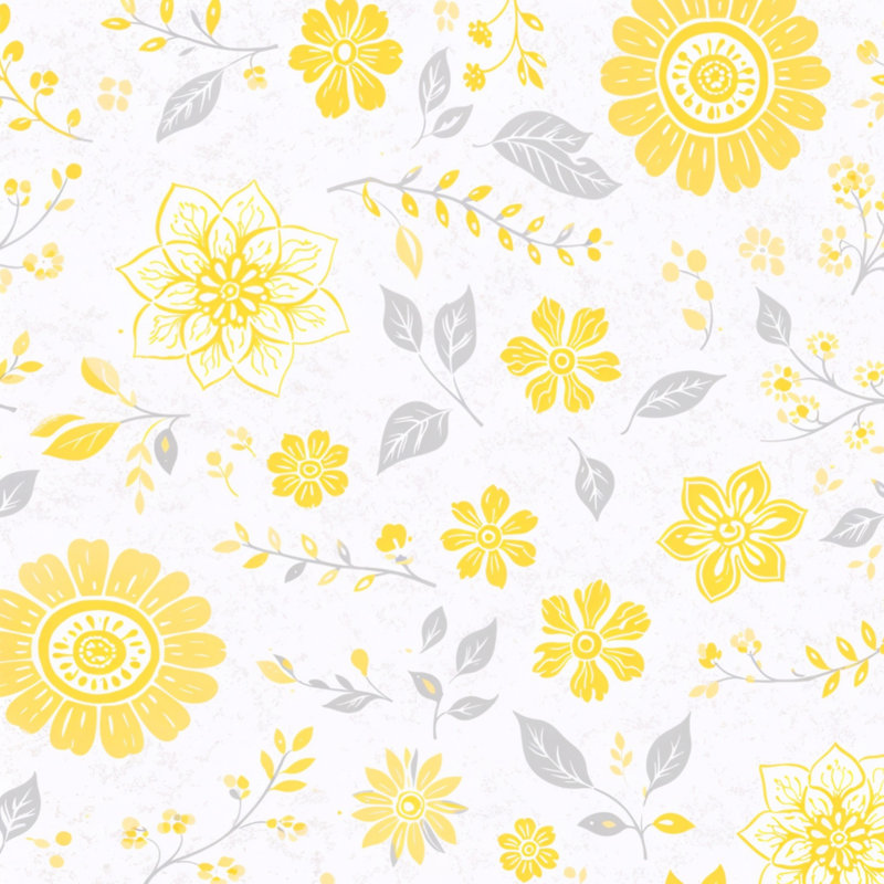 Tapis de bain à motif floral, 34 po L x 21 po L, Light Gray Light Yellow