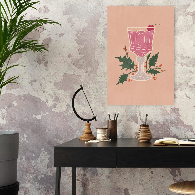 Art mural hivernal rose cerise rose cocktail