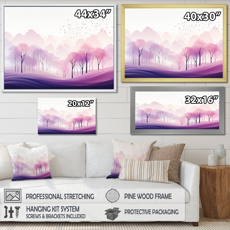 " Minimalism Forests Frequency III ", Gold Floater Framed, 34" H x 44" W x 1.5" D
