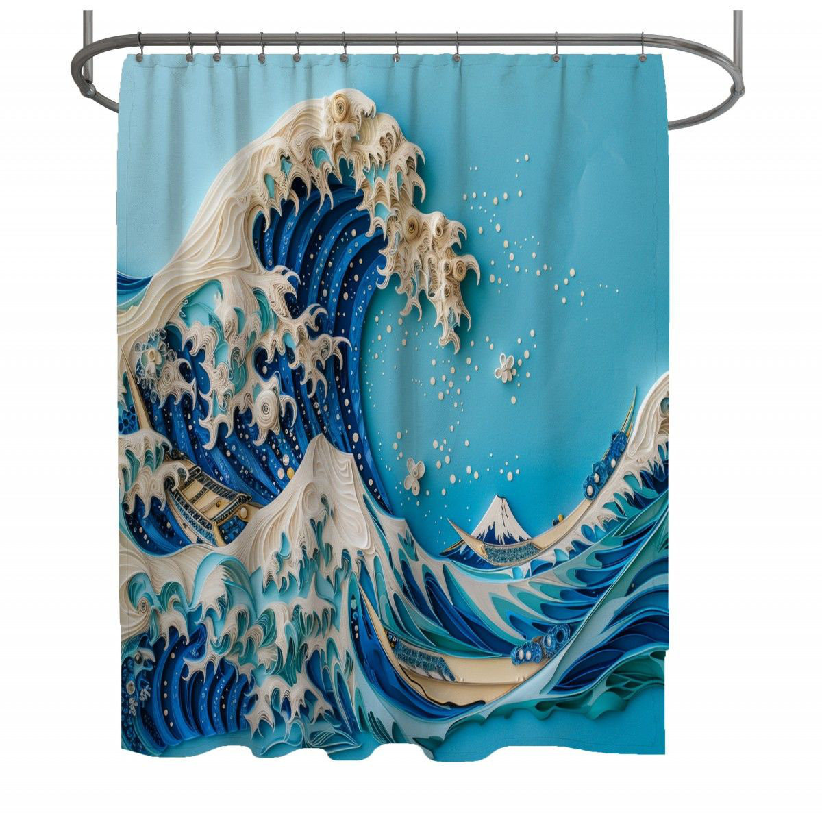 Heron Japanese Print Pattern Bathroom Shower Curtain