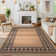 Modern Easy Jute Rug Machine Washable Geometric Bordered Indoor Outdoor Carpet with Non-Slip Backing, Non-Shedding Floor Cover for Backyard, Bedroom, Patio