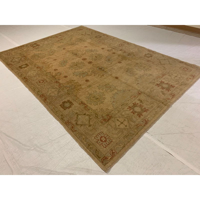 Tapis unique Oushak de style turc anatolien vieilli à la main de conception unique 6 pi 9 po x 9 pi 8 po