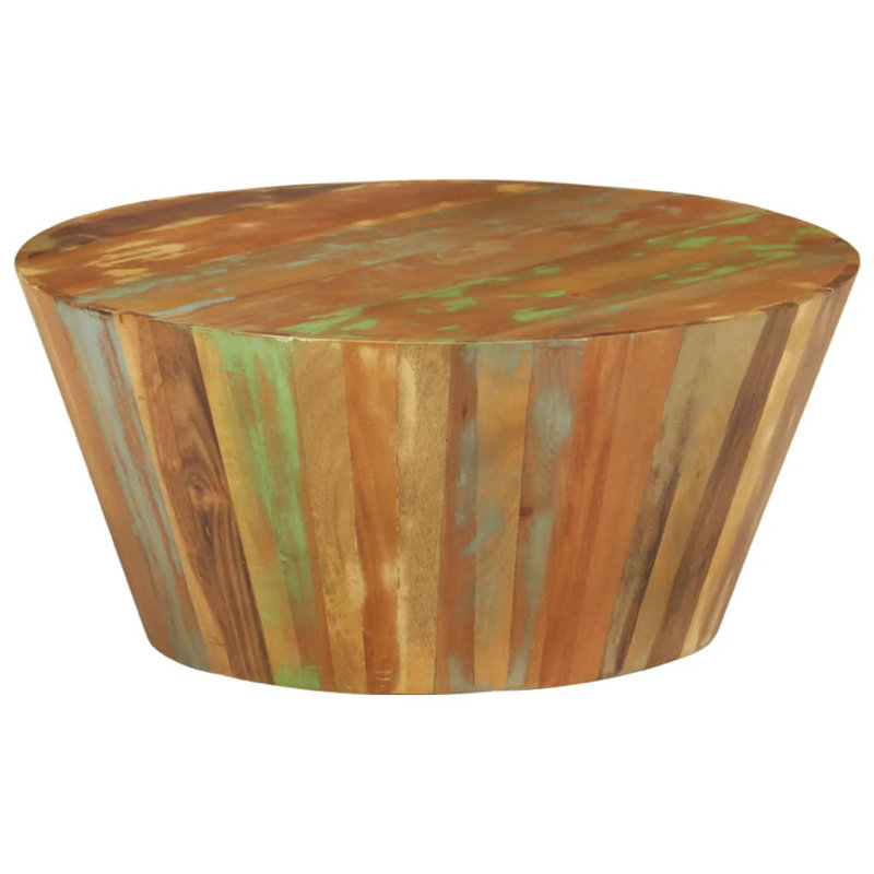 Layhill Solid Wood Drum Coffee Table, Blue/Green/Cream
