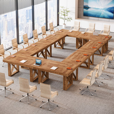 63'' Farmhouse Conference Tables for Commercial Offices, Rustic Wood Meeting Tables