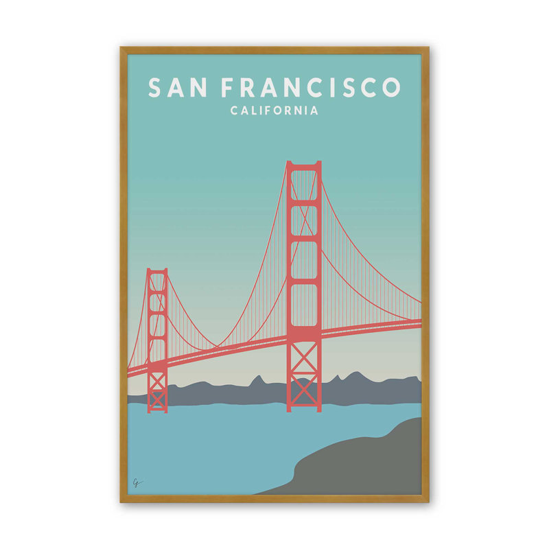 «Sunset San Francisco California» par Garima Dhawan, reproduction d'art sur toile, H 16 po x l 12 po, Doré