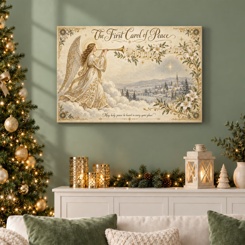 Art mural rétro sur toile de Noël, H 32 po x l 48 po