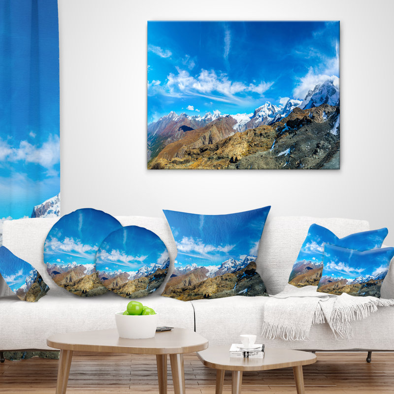 Coussin des Alpes, paysage alpin en Suisse, 18 po x 18 po, Coussin décoratif