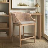 Martha Stewart Playa Handcrafted Rattan & Wood Counter Stool 25" H