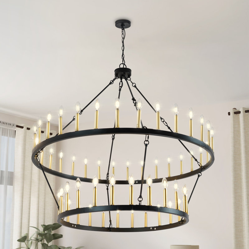 Lustre 47 pouces à 2 niveaux et 56 lumières à roulettes 47 pouces