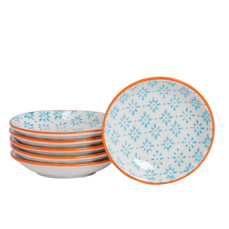 Nicola Spring - Hand-Printed Sauce Dishes - Blue - Set of 6