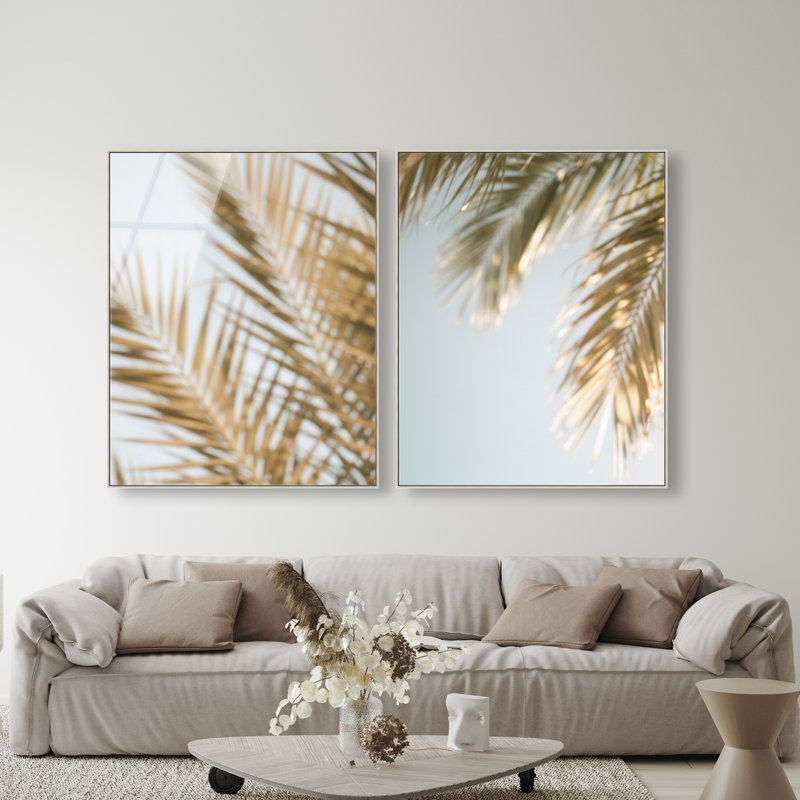 Palm Visions Set High-Gloss Frameless Acrylic Glass Wall Art Floral & Botanical Print by Oliver Gal, Ready to Hang, 16 x 20